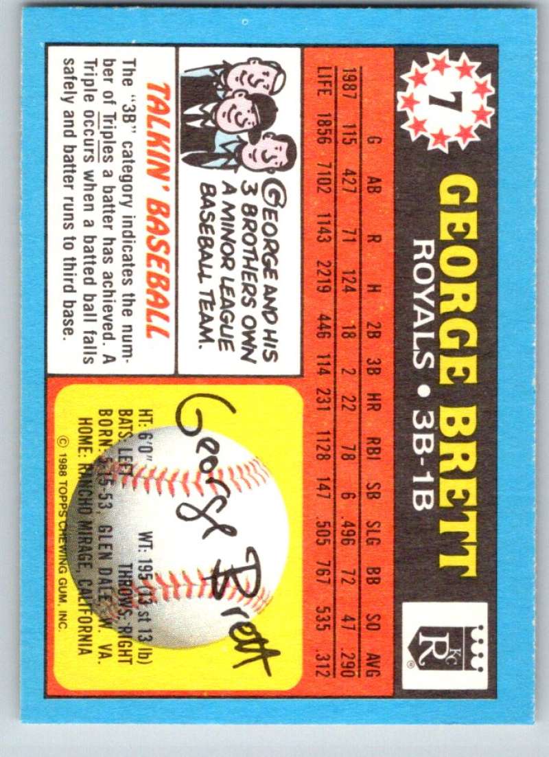 1988 Topps UK Minis #7 George Brett Royals MLB Baseball