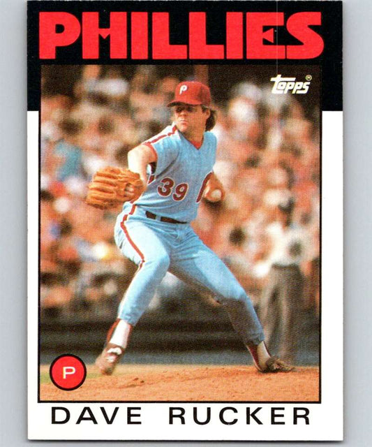 1986 Topps #39 Dave Rucker Phillies MLB Baseball Image 1