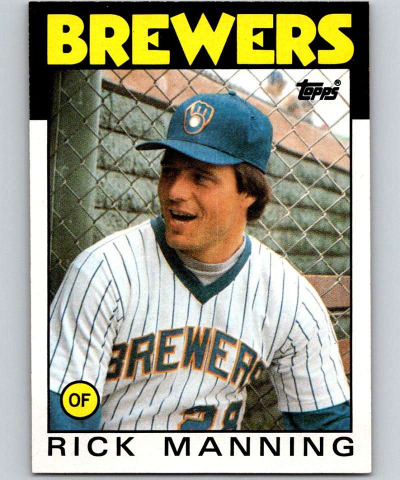 1986 Topps #49 Rick Manning Brewers MLB Baseball Image 1