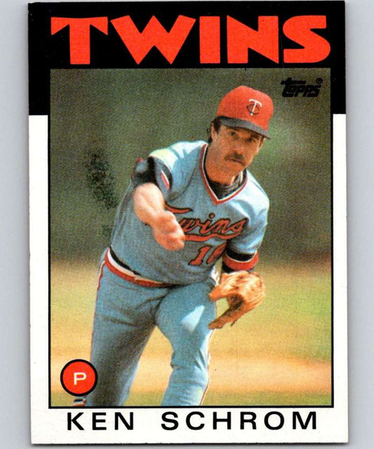 1986 Topps #71 Ken Schrom Twins MLB Baseball Image 1