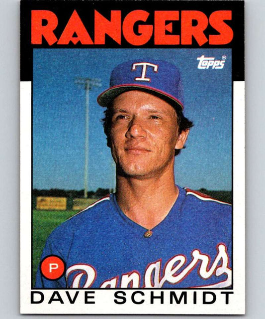 1986 Topps #79 Dave Schmidt Rangers MLB Baseball Image 1