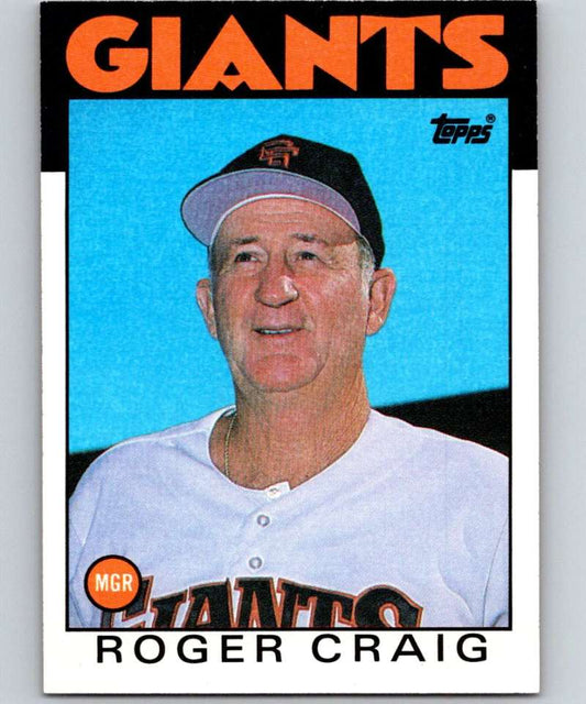 1986 Topps #111 Roger Craig Giants MG MLB Baseball Image 1