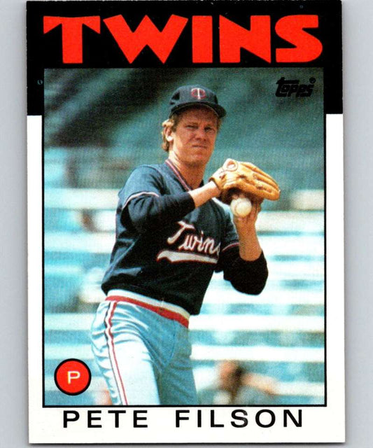 1986 Topps #122 Pete Filson Twins MLB Baseball Image 1