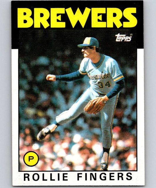 1986 Topps #185 Rollie Fingers Brewers MLB Baseball Image 1
