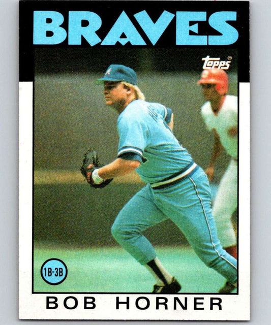 1986 Topps #220 Bob Horner Braves MLB Baseball Image 1