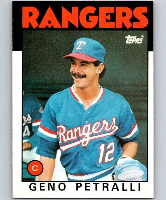 1986 Topps #296 Geno Petralli Rangers MLB Baseball Image 1