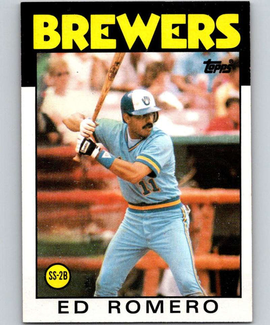 1986 Topps #317 Ed Romero Brewers MLB Baseball Image 1