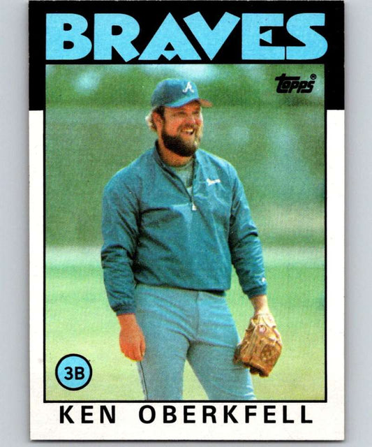 1986 Topps #334 Ken Oberkfell Braves MLB Baseball Image 1