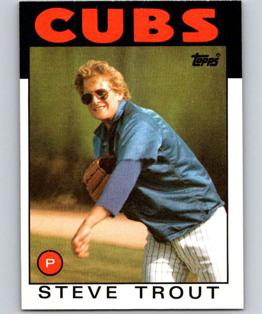1986 Topps #384 Steve Trout Cubs MLB Baseball Image 1