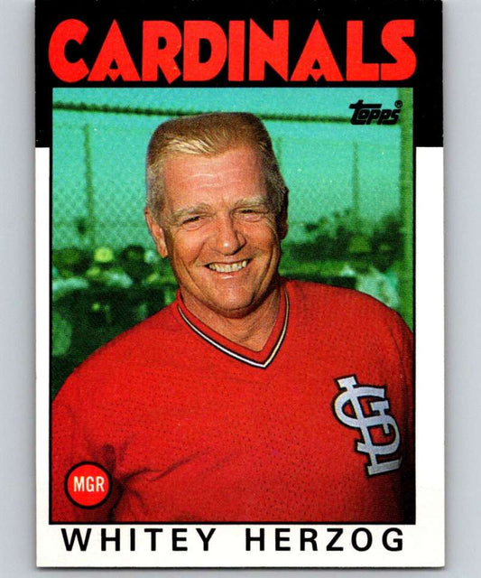 1986 Topps #441 Whitey Herzog Cardinals MG MLB Baseball
