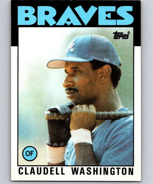 1986 Topps #675 Claudell Washington Braves MLB Baseball Image 1