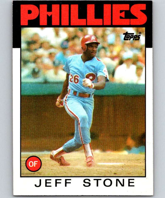 1986 Topps #686 Jeff Stone Phillies MLB Baseball Image 1