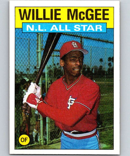 1986 Topps #707 Willie McGee Cardinals AS MLB Baseball Image 1