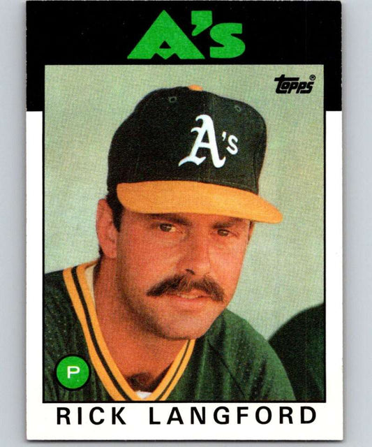 1986 Topps #766 Rick Langford Athletics MLB Baseball Image 1