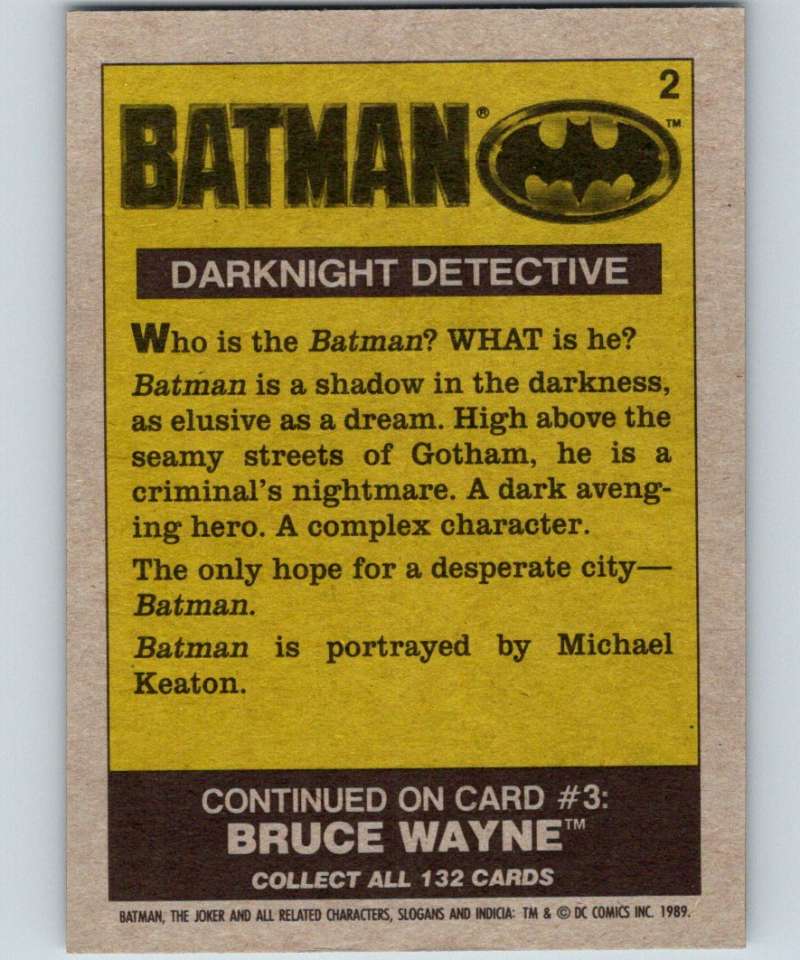 1989 Topps Batman #2 Darkknight Detective