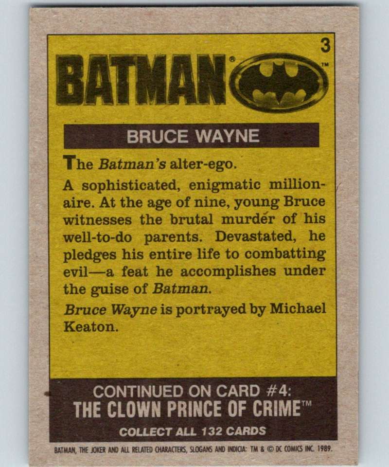 1989 Topps Batman #3 Bruce Wayne Image 2