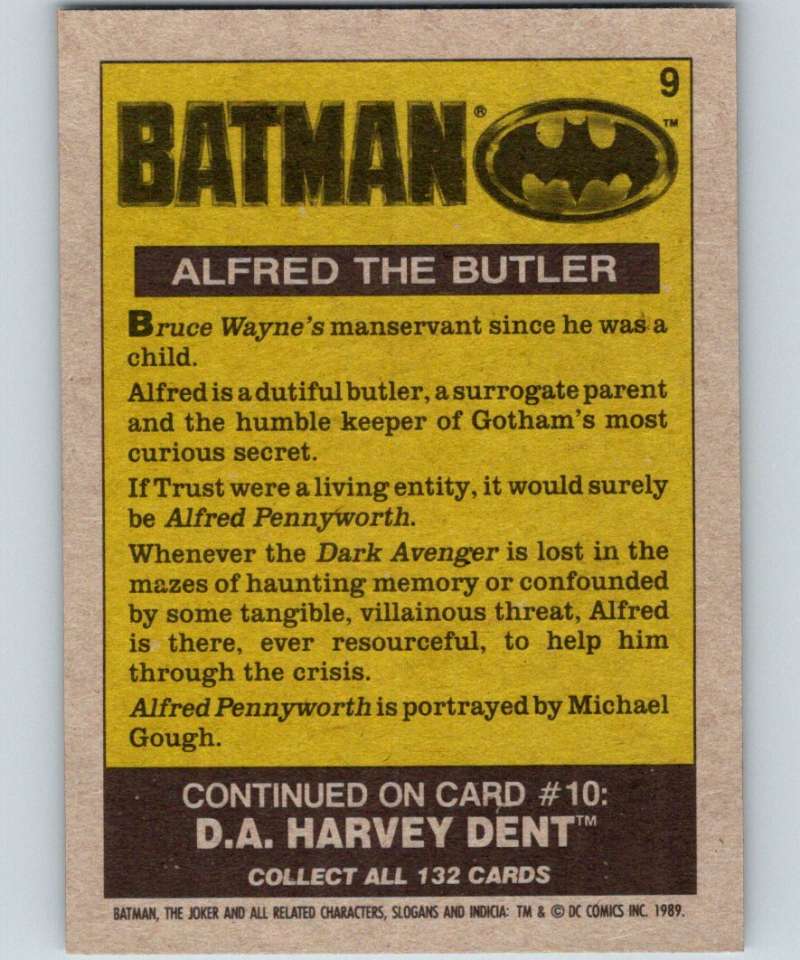 1989 Topps Batman #9 Alfred the Butler