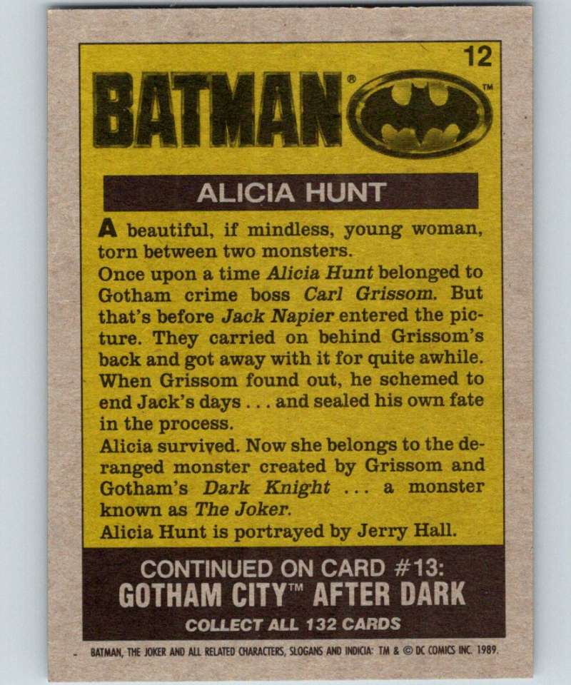 1989 Topps Batman #12 Alicia Hunt Image 2