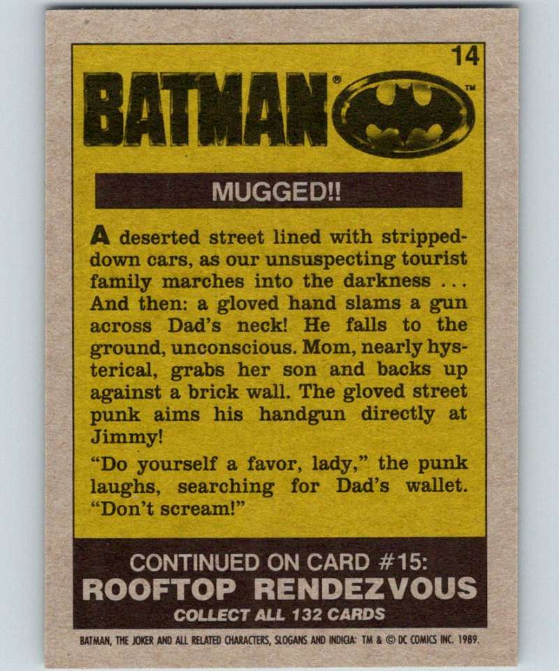 1989 Topps Batman #14 Mugged! Image 2