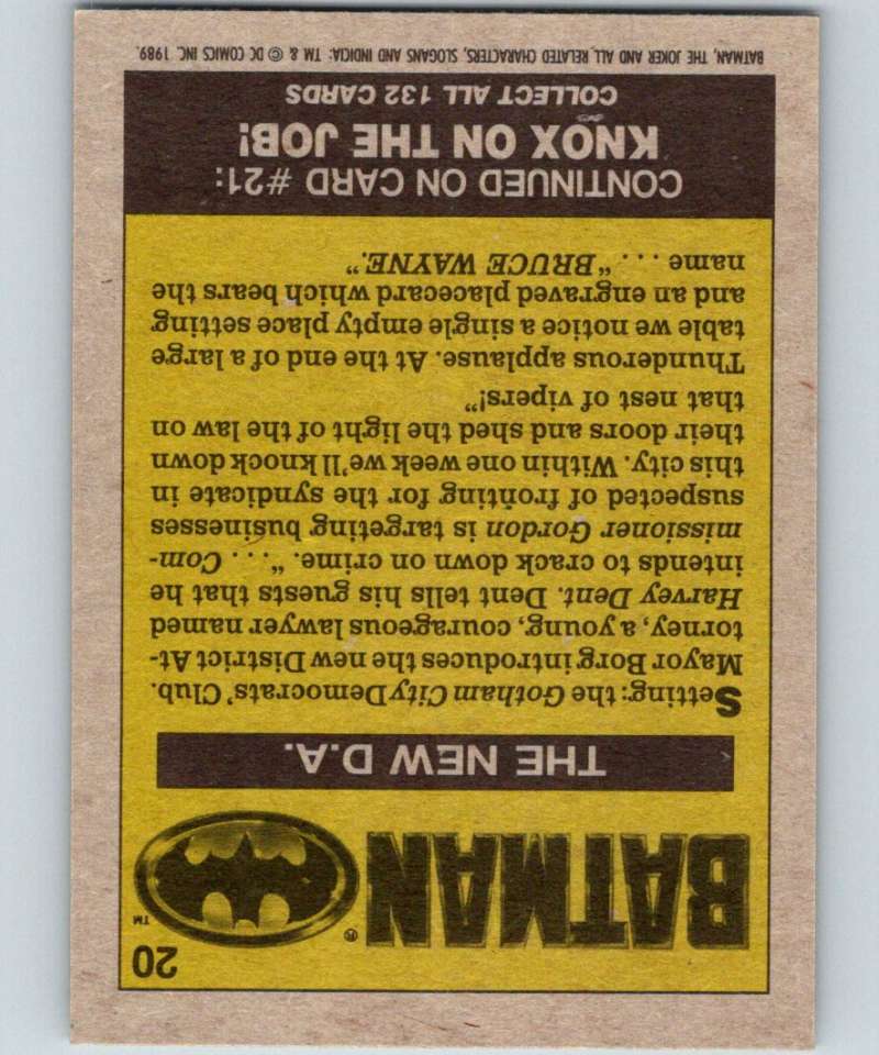 1989 Topps Batman #20 The new D.A. Image 2