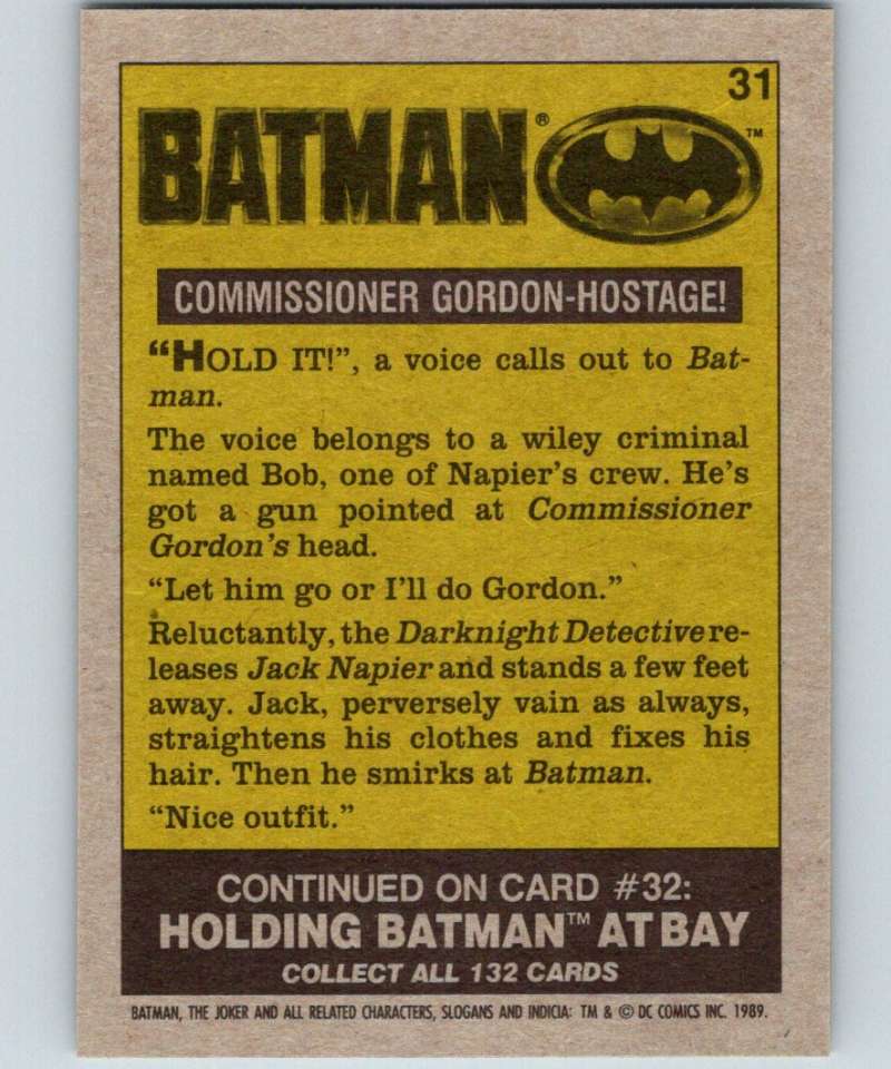 1989 Topps Batman #31 Commissioner Gordon Hostage Image 2