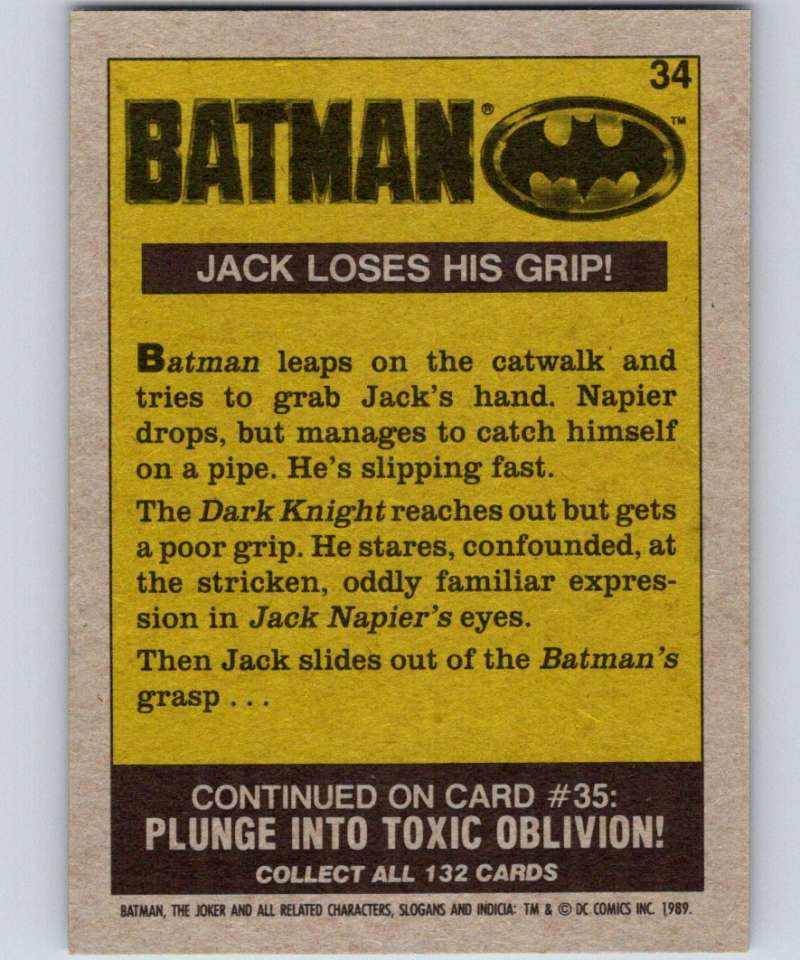 1989 Topps Batman #34 Jack loses his grip! Image 2