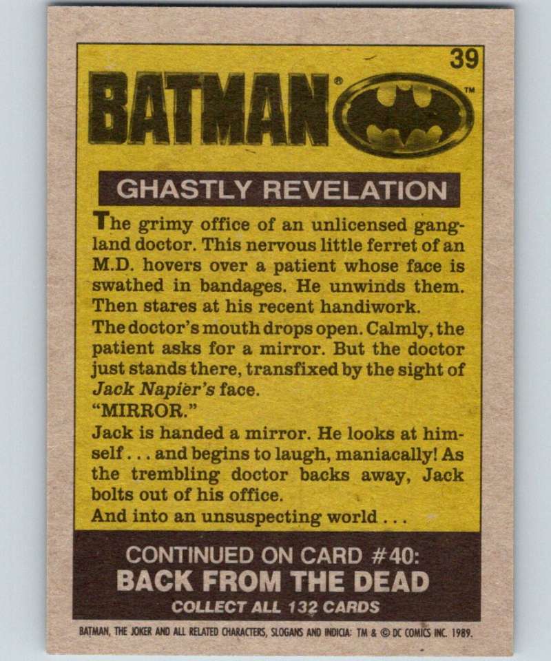 1989 Topps Batman #39 Ghastly Revelation Image 2