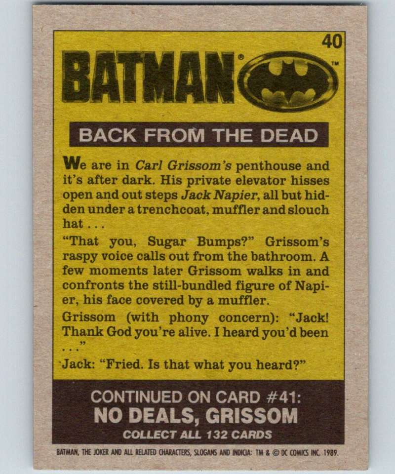 1989 Topps Batman #40 Back from the Dead
