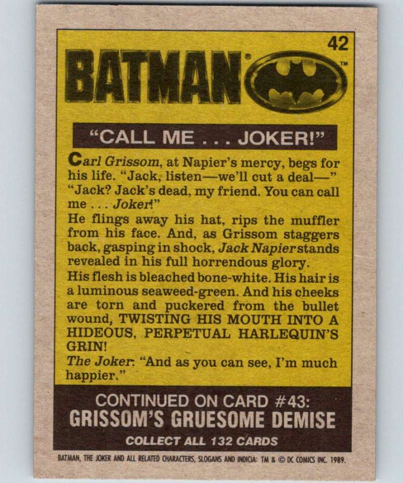 1989 Topps Batman #42 Call Me Joker!