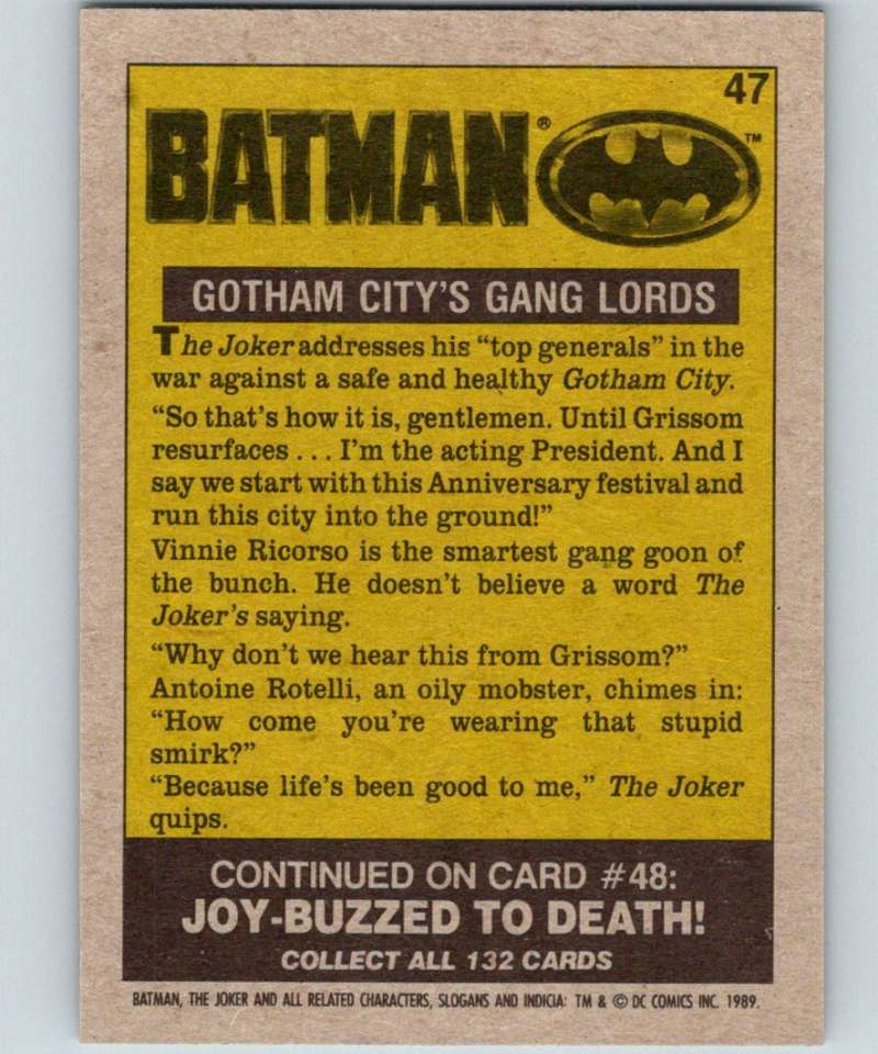 1989 Topps Batman #47 Gotham City's Crime Lords Image 2