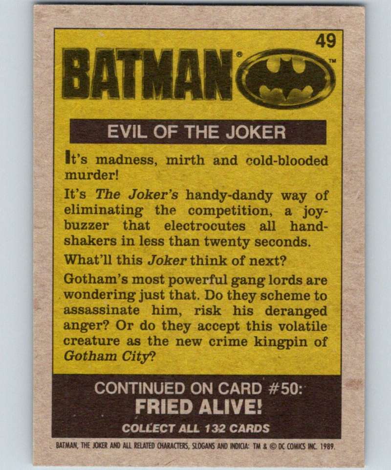 1989 Topps Batman #49 Evil of the Joker Image 2