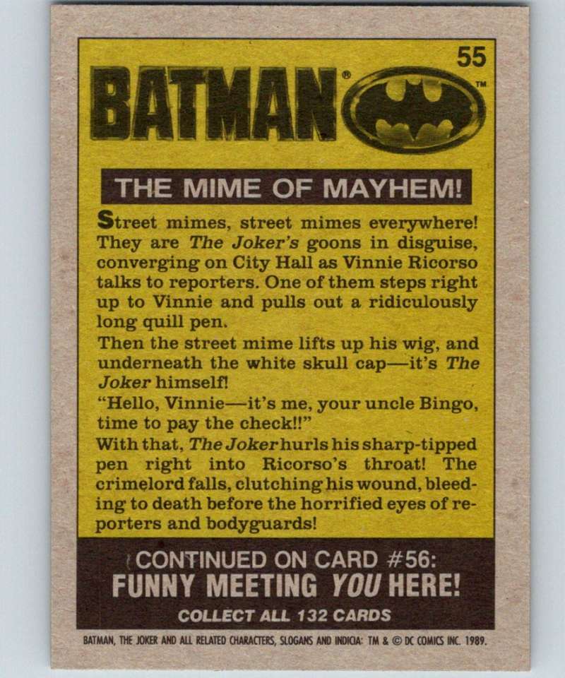 1989 Topps Batman #55 The Mime of Mayhem!