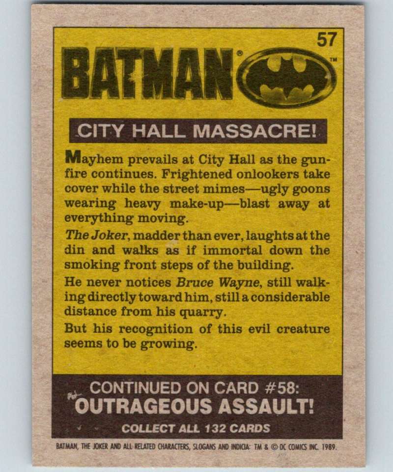 1989 Topps Batman #57 City Hall Massacre! Image 2