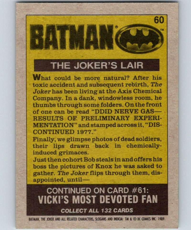 1989 Topps Batman #60 The Joker's Lair
