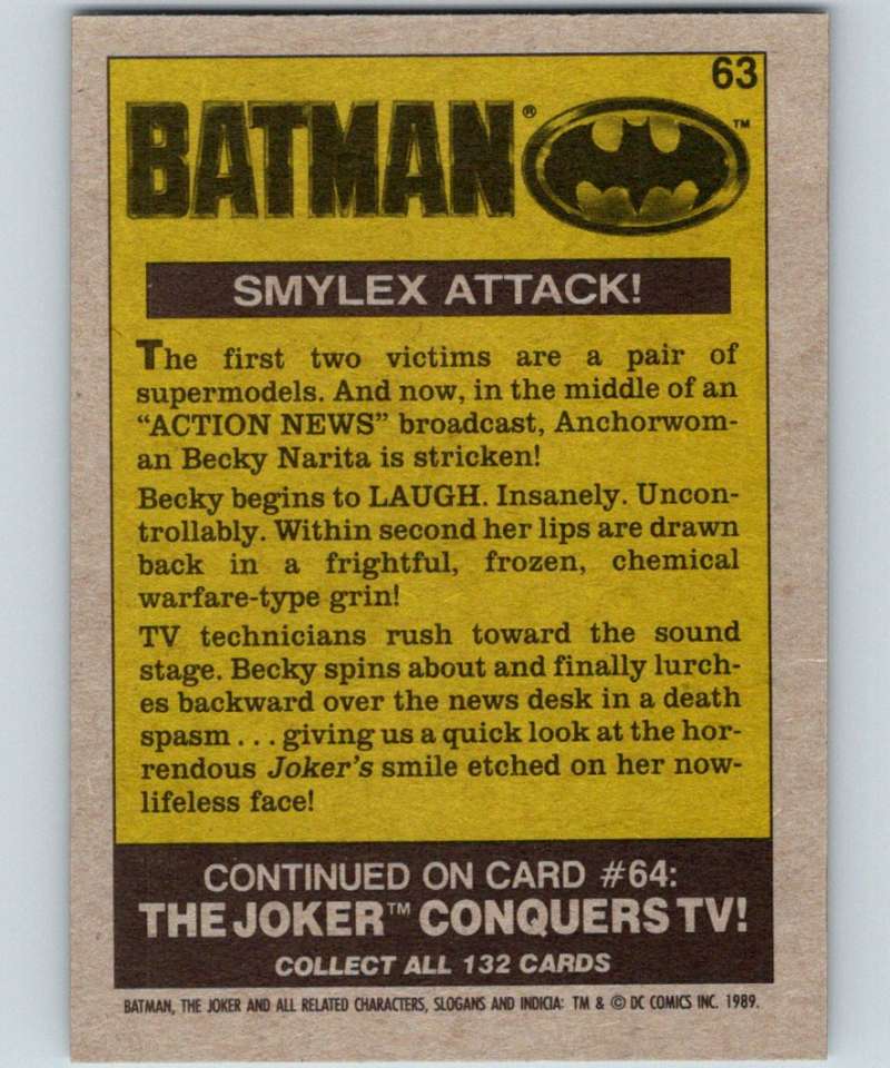 1989 Topps Batman #63 Smylex Attack! Image 2