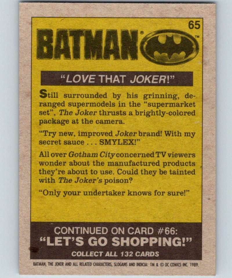 1989 Topps Batman #65 Love that Joker!
