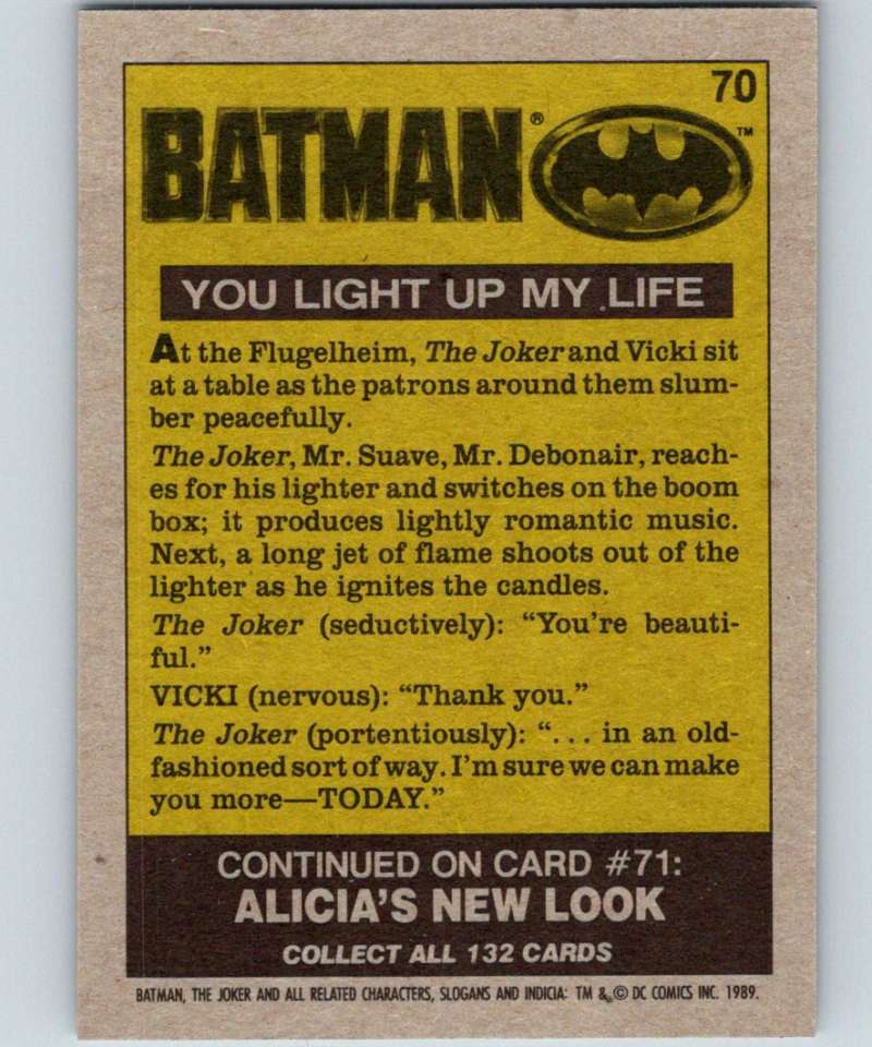 1989 Topps Batman #70 You Light up My Life Image 2