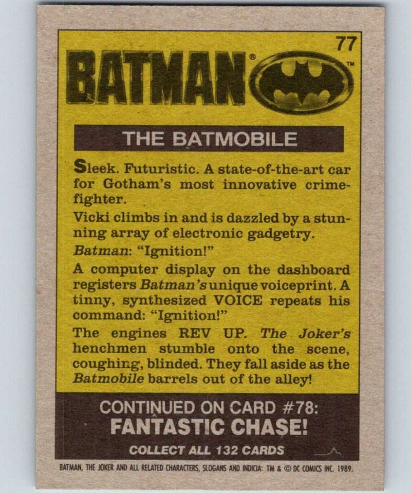 1989 Topps Batman #77 The Batmobile