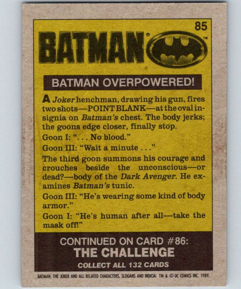 1989 Topps Batman #85 Batman Overpowered! Image 2