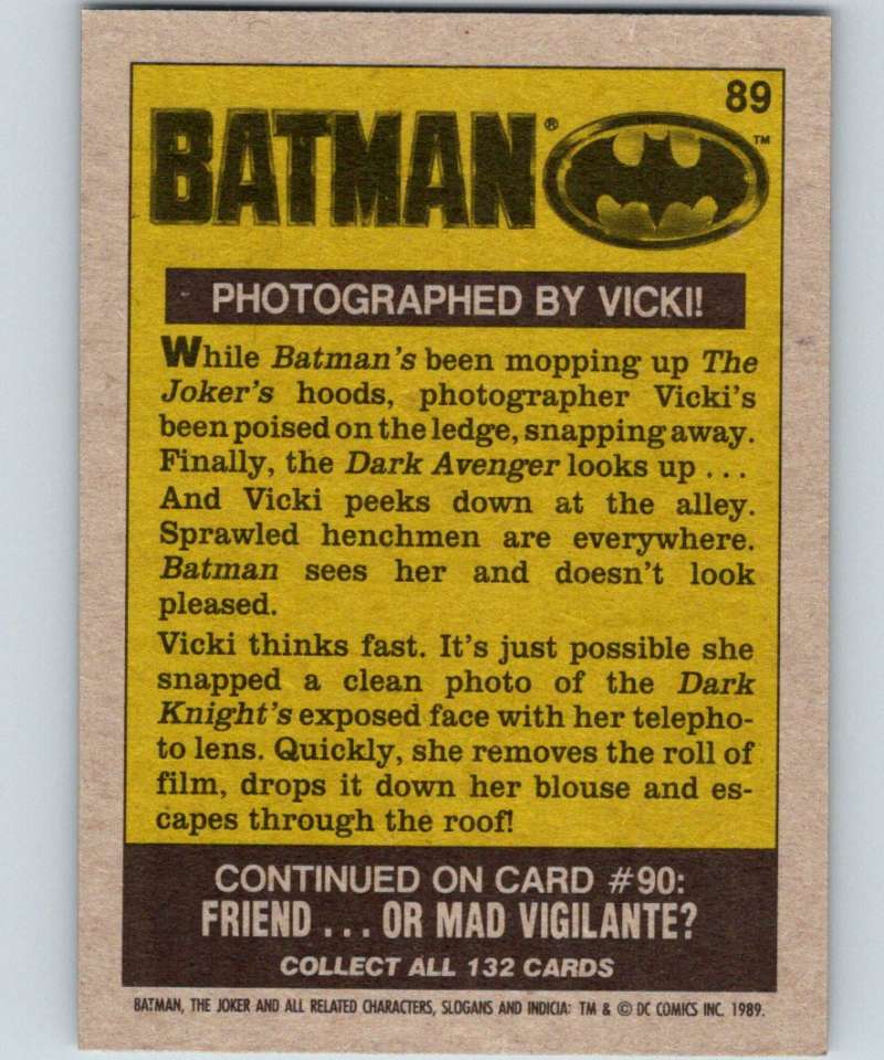 1989 Topps Batman #89 Photographed by Vicki! Image 2