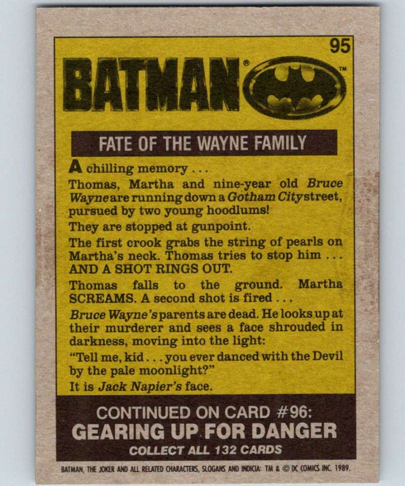 1989 Topps Batman #95 Fate of the Wayne Family