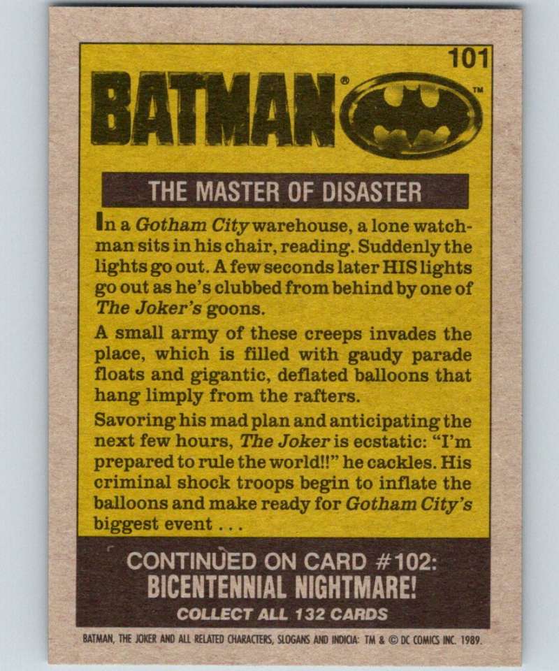1989 Topps Batman #101 The Master of Disaster