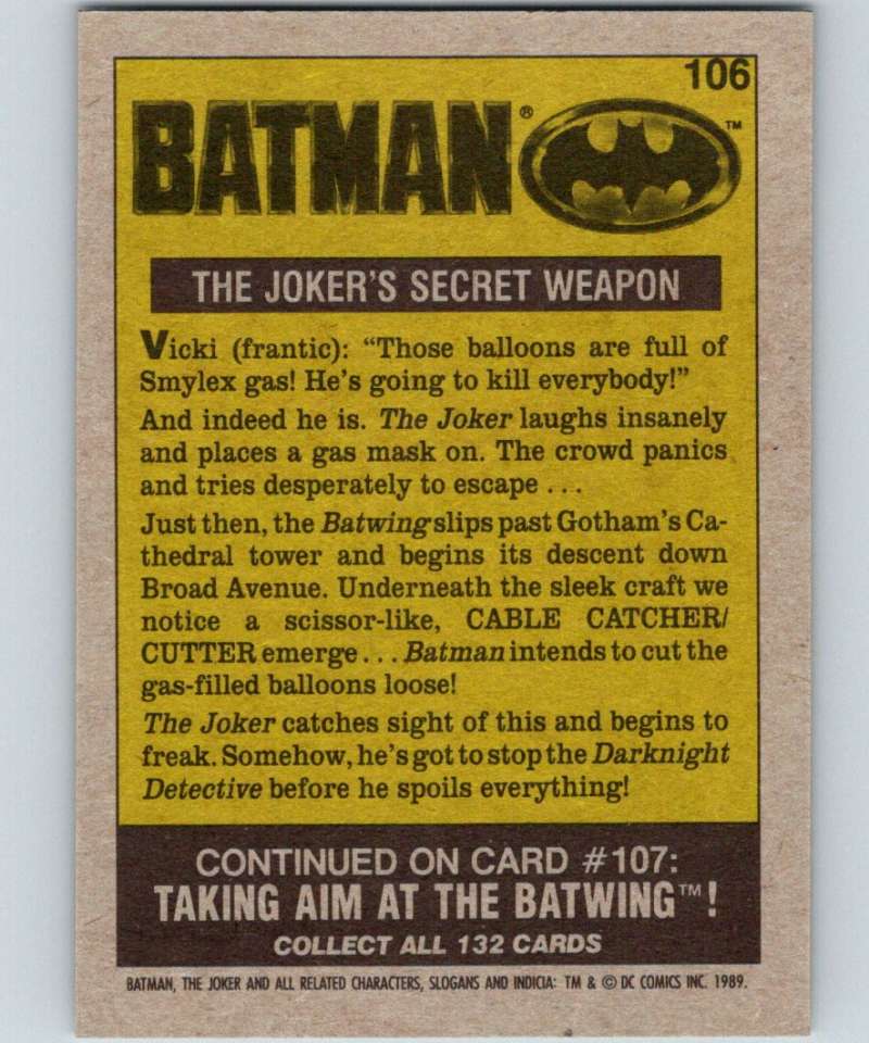 1989 Topps Batman #106 The Joker's Secret Weapon