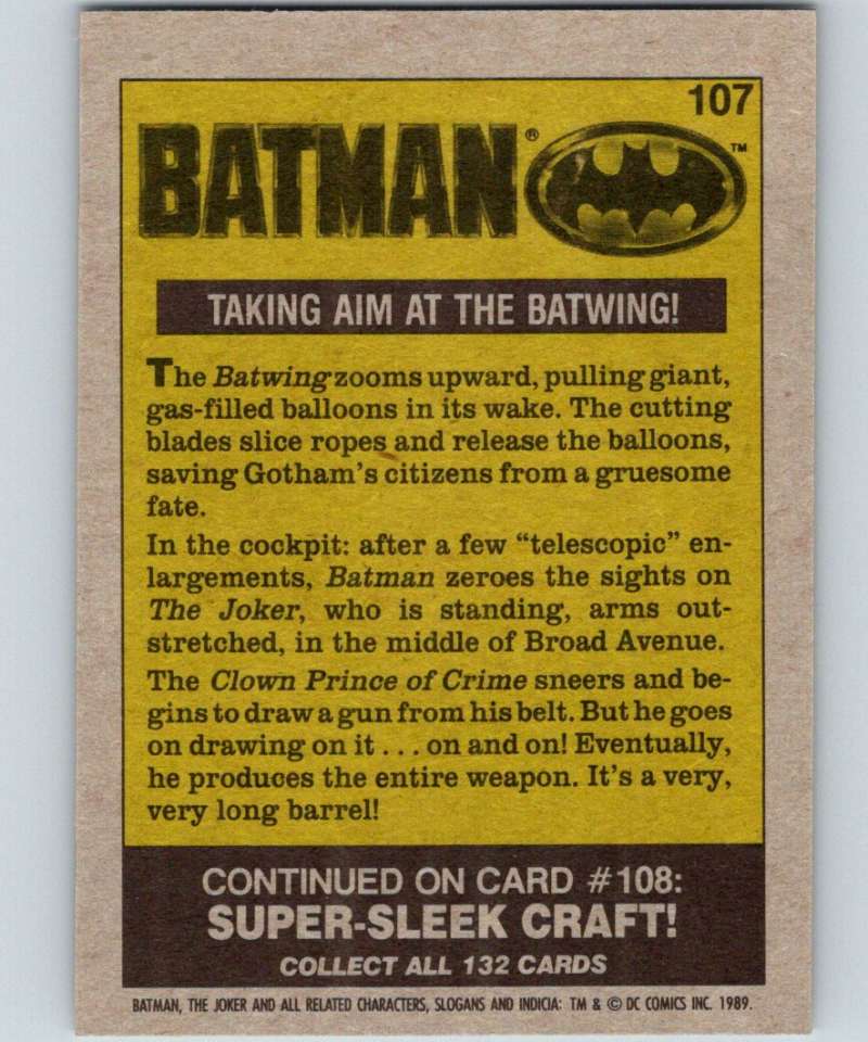 1989 Topps Batman #107 Taking Aim at the Batwing