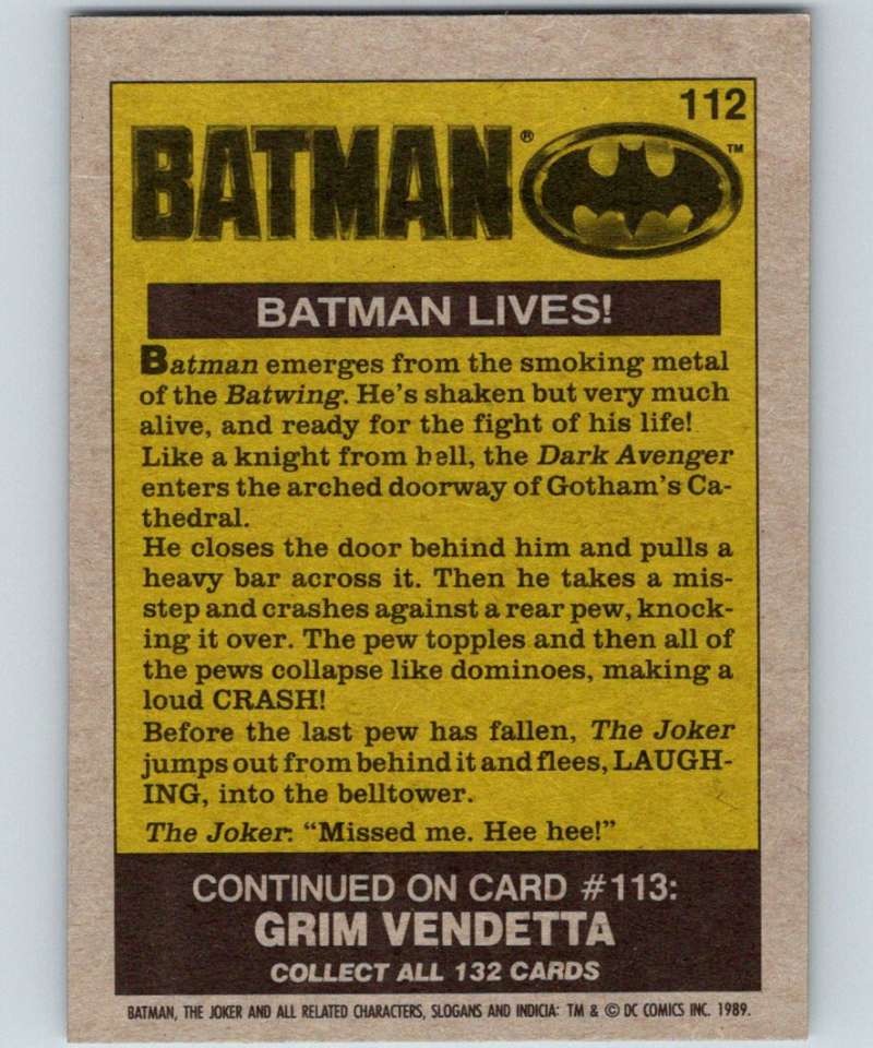 1989 Topps Batman #112 Batman Lives! Image 2