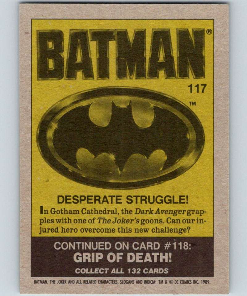 1989 Topps Batman #117 Desperate Struggle!