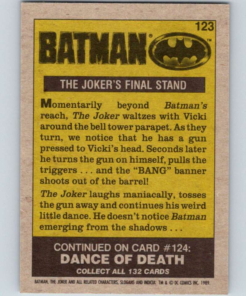 1989 Topps Batman #123 The Joker's Final Stand!