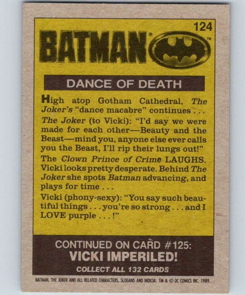 1989 Topps Batman #124 Dance of Death Image 2