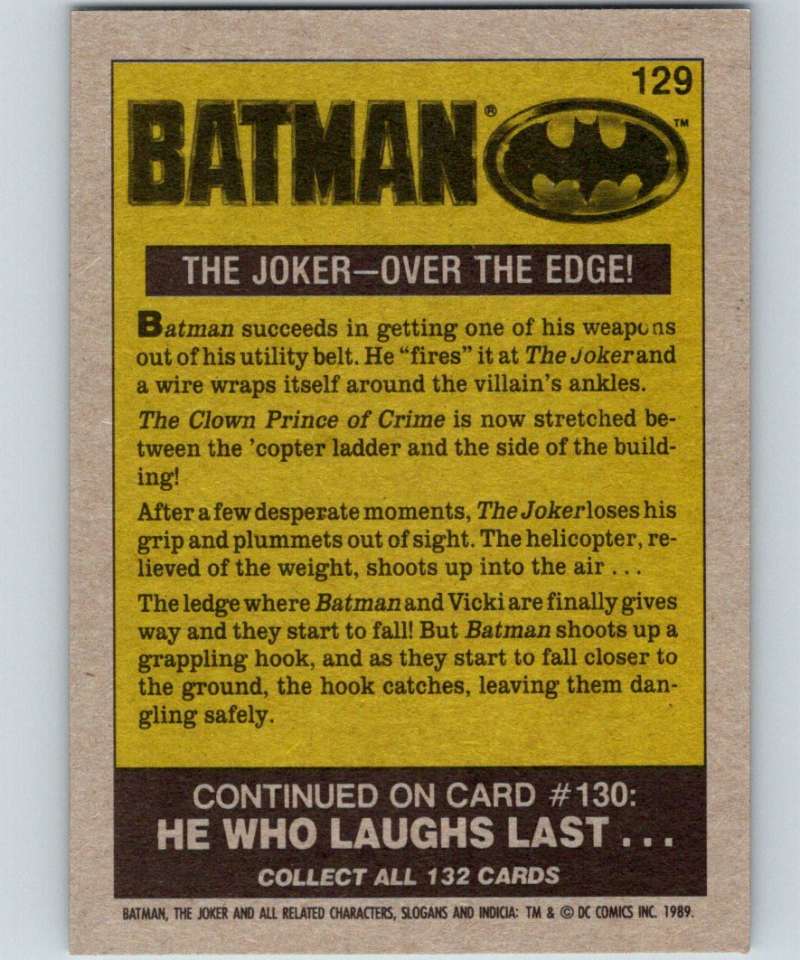 1989 Topps Batman #129 The Joker Over the Edge! Image 2