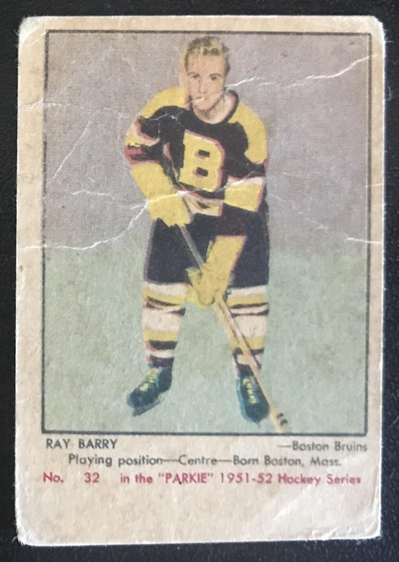 1951-52 Parkhurst #32 Ray Barry RC Rookie Bruins Vintage Hockey